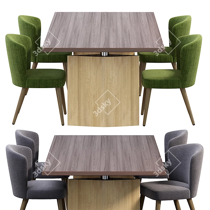 Elegant Aston Chair & Morgan Table 3D model image 1