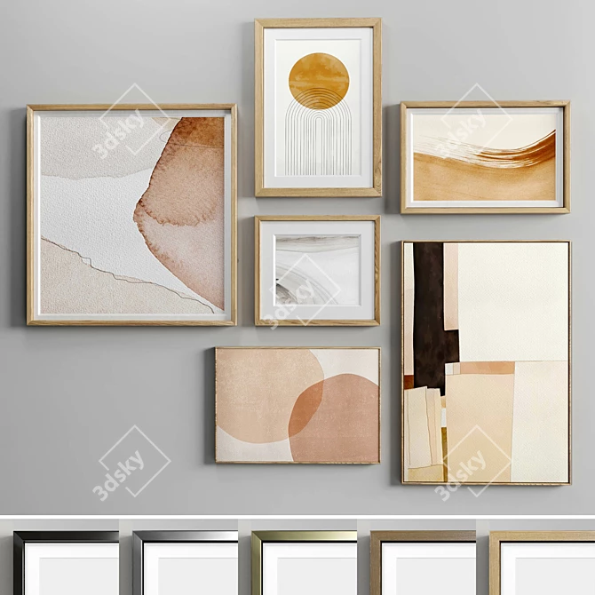 Versatile Minimalist Photo Frame Set 3D model image 1