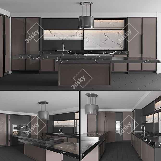 Modern Kitchen Cabinet Set 3 3D model image 1