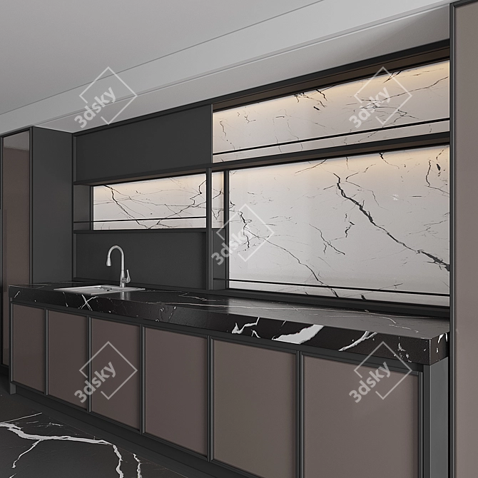 Modern Kitchen Cabinet Set 3 3D model image 3