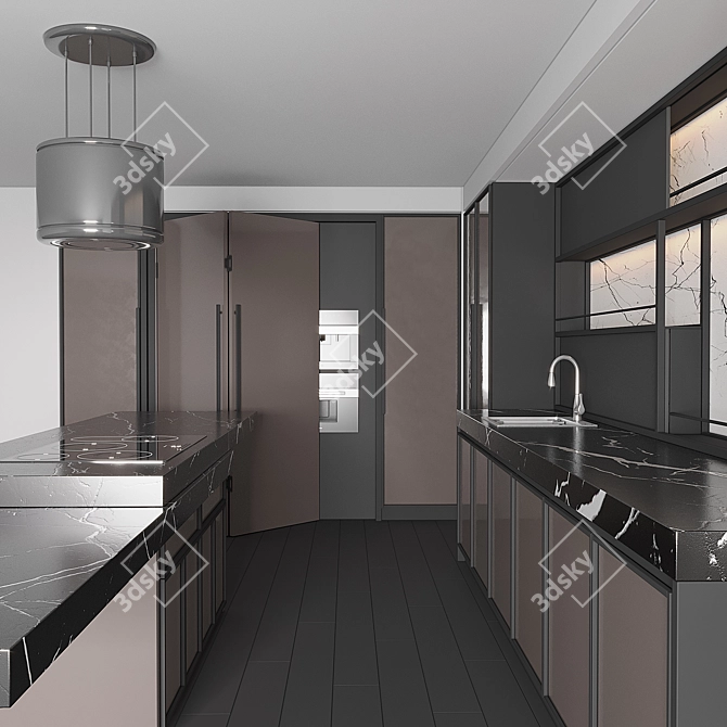 Modern Kitchen Cabinet Set 3 3D model image 4