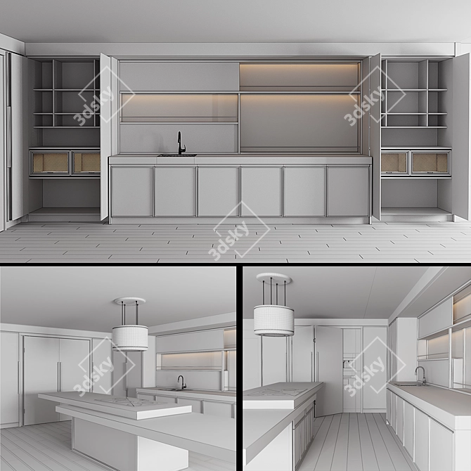 Modern Kitchen Cabinet Set 3 3D model image 7