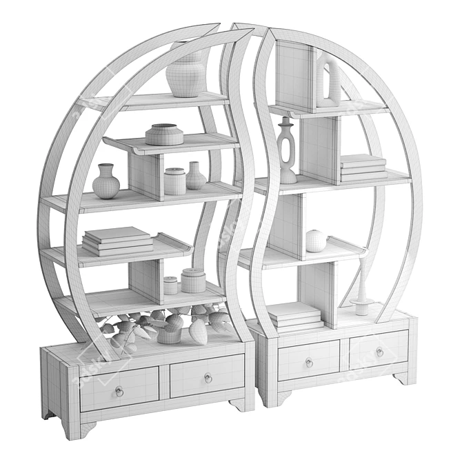 Yin Yang Teak Sphere Bookcase 3D model image 6