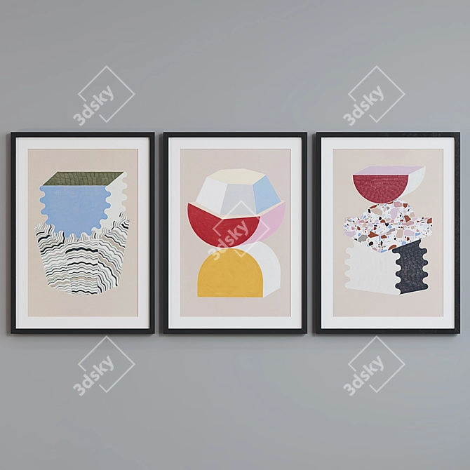 Modern Abstract Picture Frame Set 3D model image 3