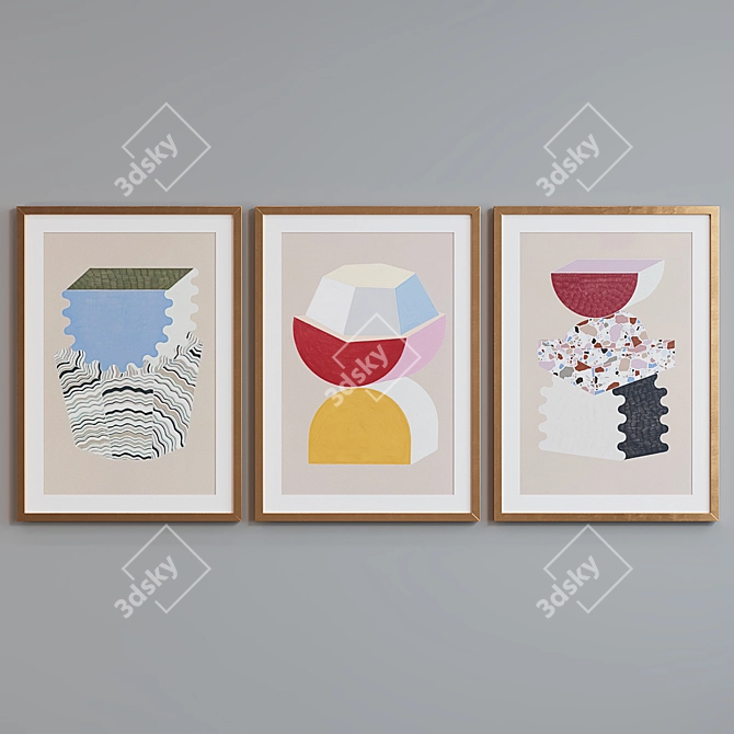 Modern Abstract Picture Frame Set 3D model image 4