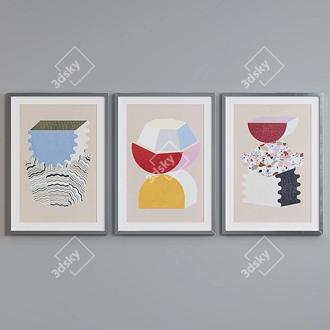 Modern Abstract Picture Frame Set 3D model image 5