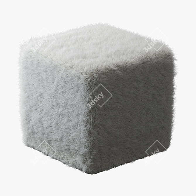 Soft Faux Fur Pouf Accessory 3D model image 1