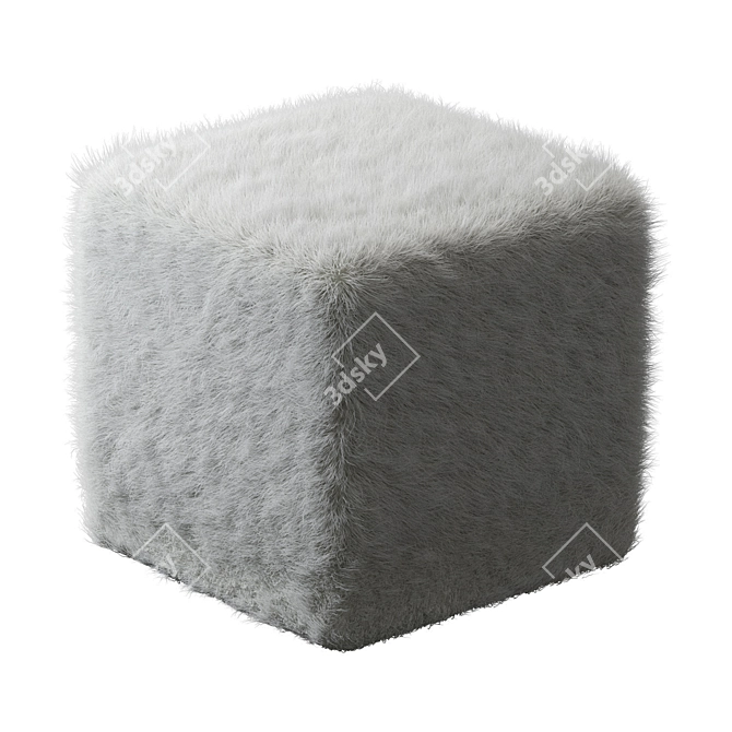 Soft Faux Fur Pouf Accessory 3D model image 5