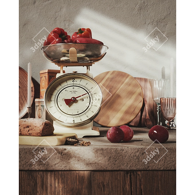 Retro Style Kitchen Scale from Zara Home 3D model image 7