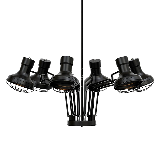 Elegant Six Arm Ceiling Light 3D model image 1