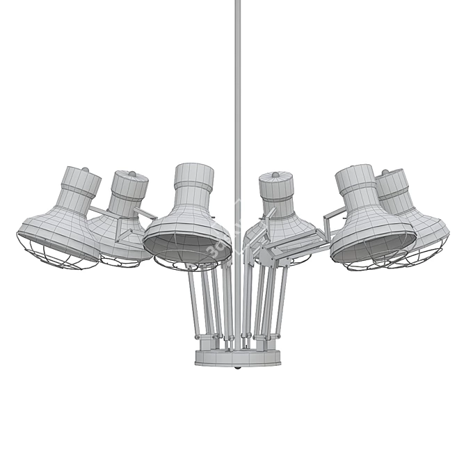 Elegant Six Arm Ceiling Light 3D model image 3