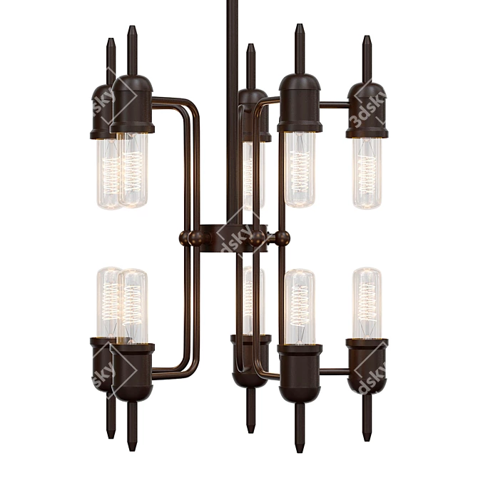 Industrial Chic Iron Edison Chandelier 3D model image 1