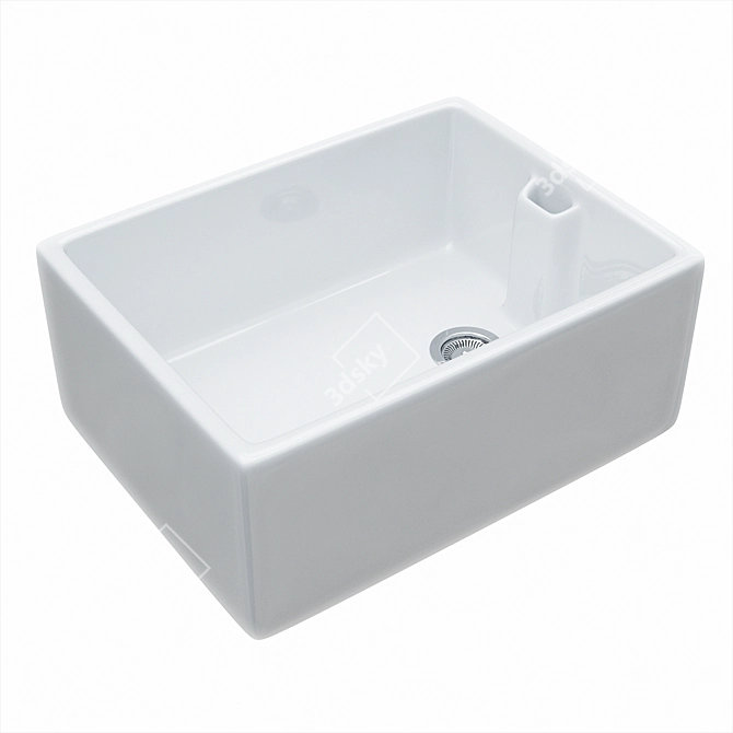 Grange Gloss White Ceramic Sink 3D model image 2