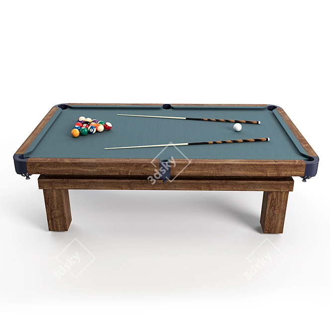 Rustic Pool Table 3D Model 3D model image 2