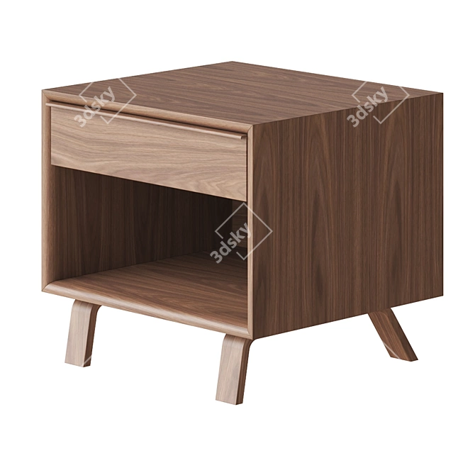 Modern Wood Bedside Table - Vray 3D model image 1