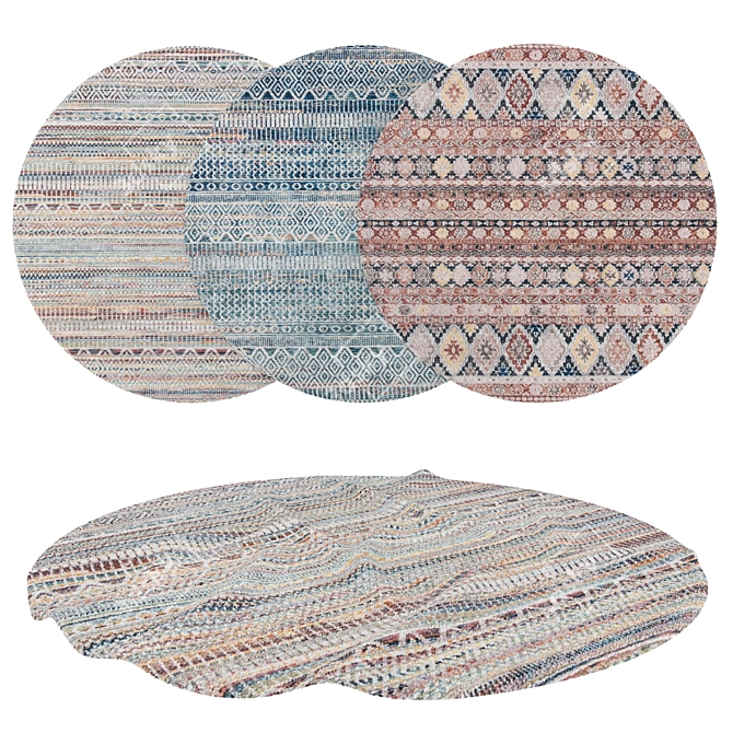 Round Rugs Set with Variants 3D model image 1