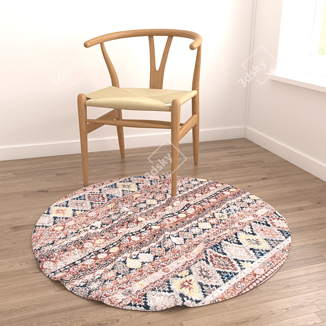 Round Rugs Set with Variants 3D model image 6