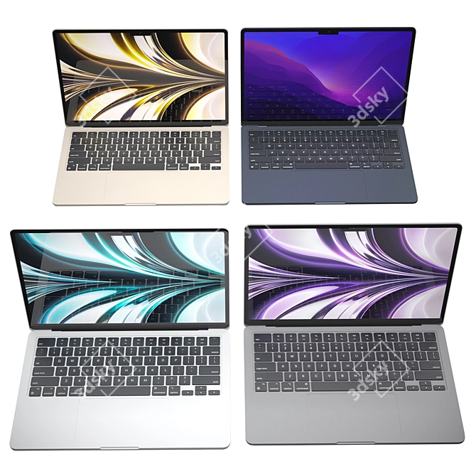 2022 MacBook Air HomePods All Colors 3D model image 7