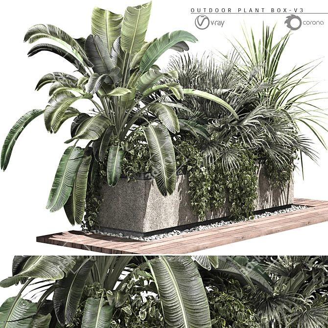 Tropical Plant Concrete Planter V2 3D model image 1