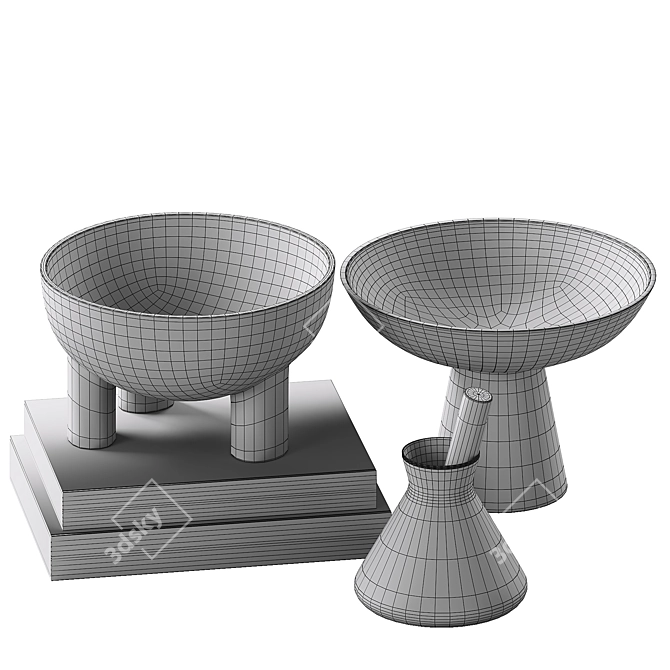 Modern Glass Coffee Table Set 3D model image 3