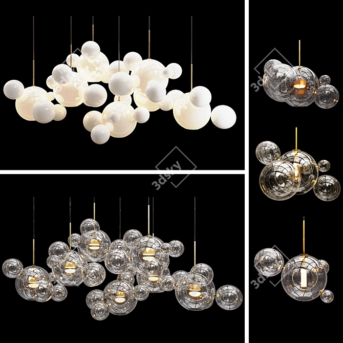 Bubble Pendant Light Trio Set 3D model image 2