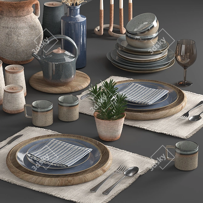 Modern Tableware Set with V-Ray 3D model image 4