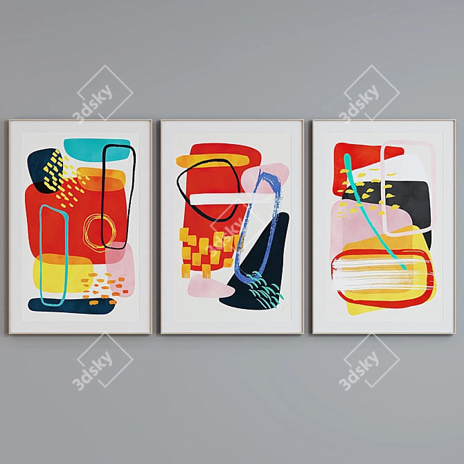 Modern Abstract Frame Set with Glass 3D model image 2