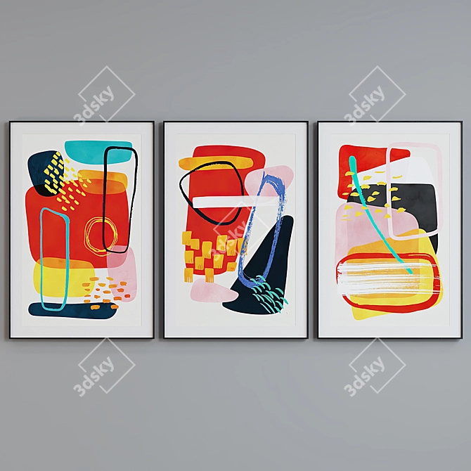 Modern Abstract Frame Set with Glass 3D model image 3