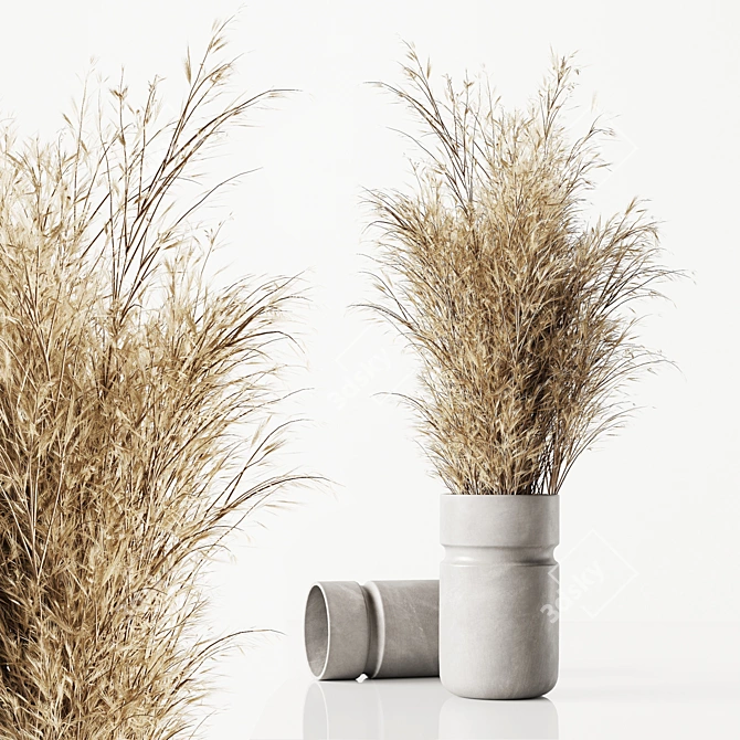 Vase with Dry Grass Model 3D model image 1