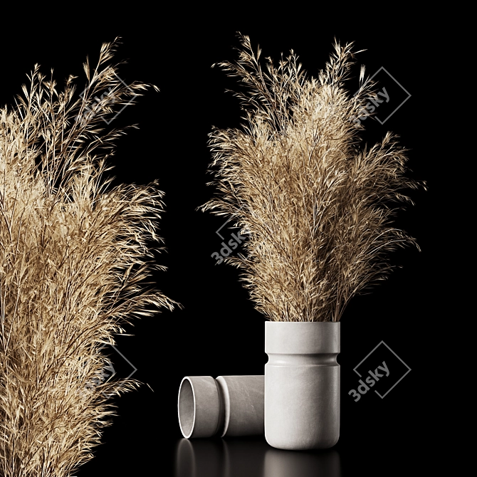 Vase with Dry Grass Model 3D model image 2