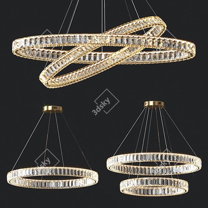 Royal Gold Crystal Chandelier 3D model image 1