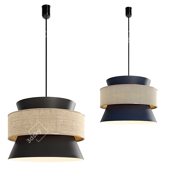 Dual Shade Pendant Light 3D model image 1