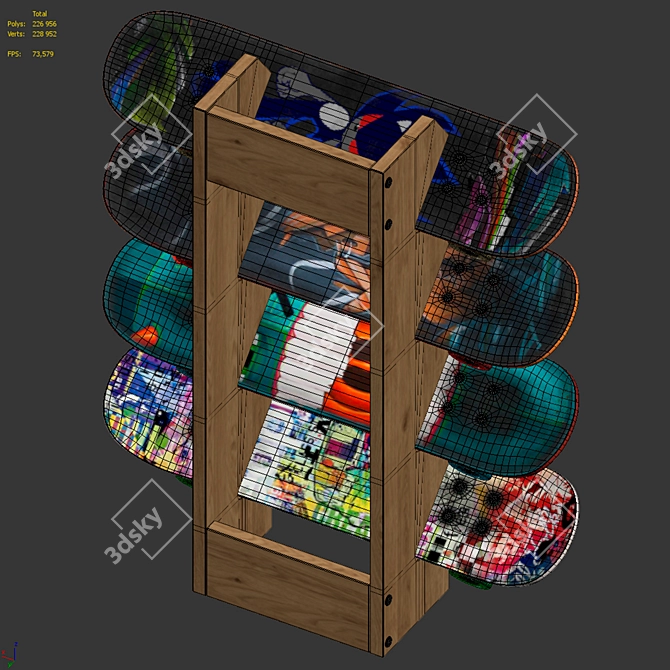 Printed Skateboard Set 3D model image 5