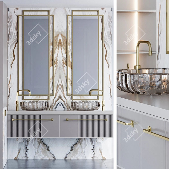 Modern Bathroom Furniture Set 3D 3D model image 2