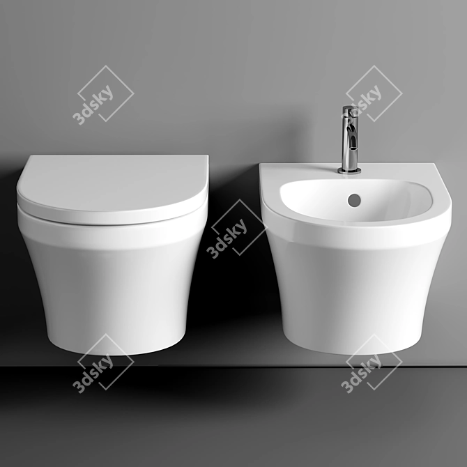 Modern Luna Wall-Hung Toilet 3D model image 2