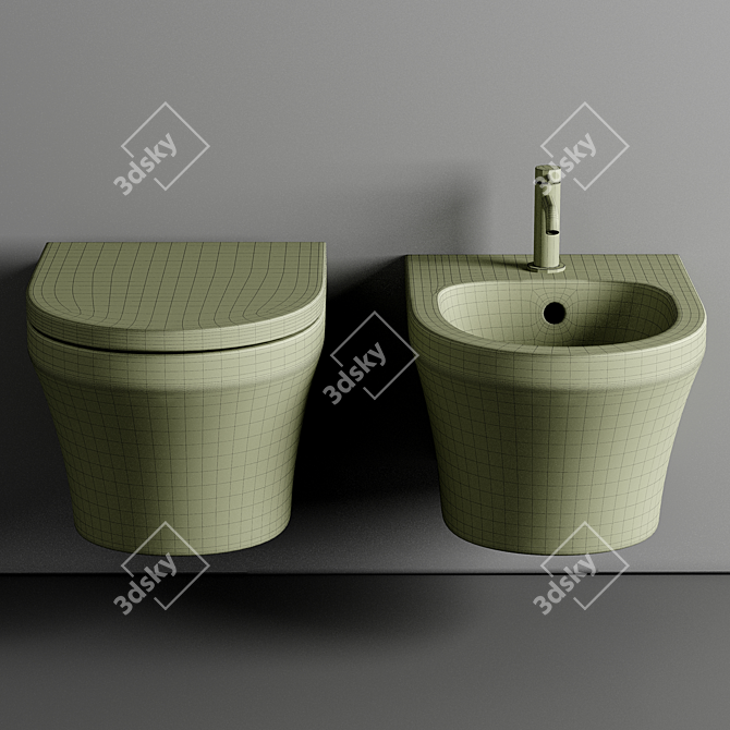 Modern Luna Wall-Hung Toilet 3D model image 3