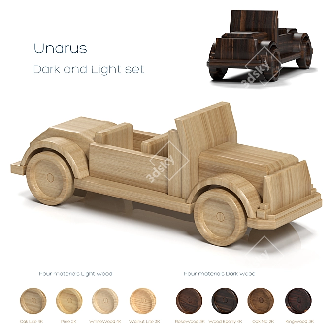 Handcrafted Wooden Car Model 3D model image 1