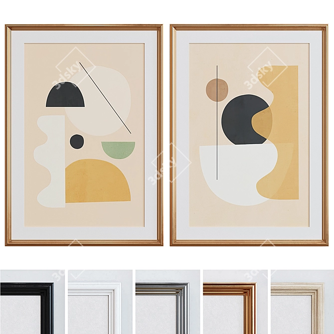 Minimalist Abstract Picture Frame Set 3D model image 1