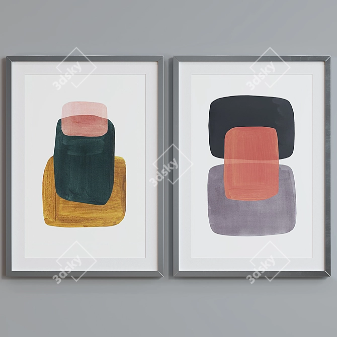 Modern Abstract Picture Frame Set 3D model image 5