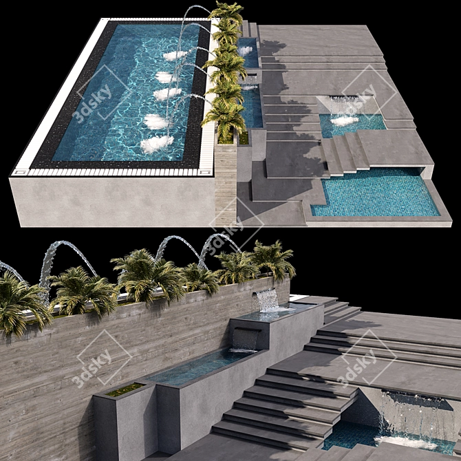 Pool No68 & Landscape 3D Model 3D model image 1