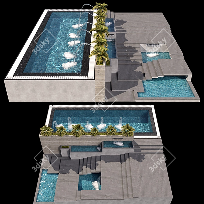 Pool No68 & Landscape 3D Model 3D model image 3