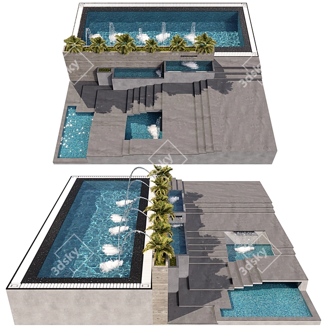 Pool No68 & Landscape 3D Model 3D model image 5