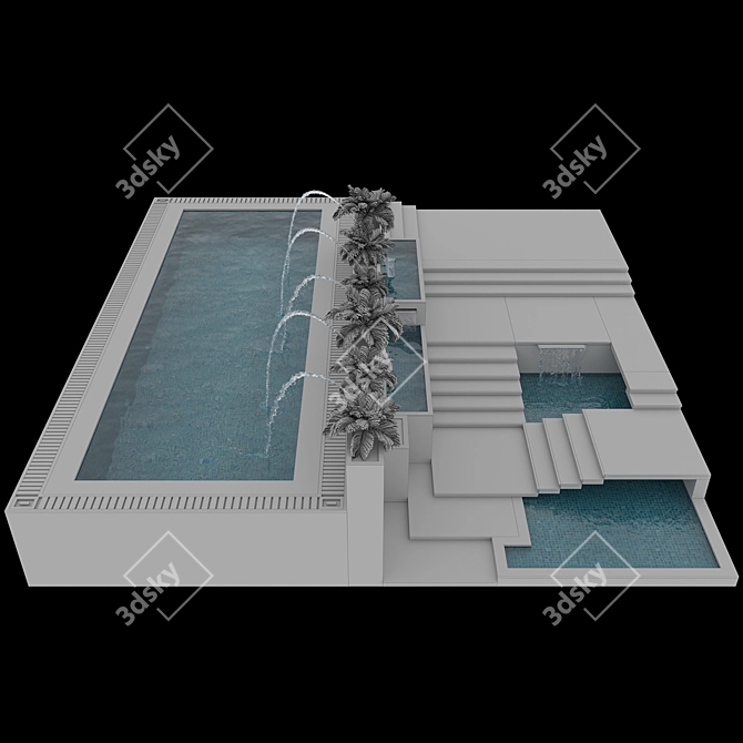 Pool No68 & Landscape 3D Model 3D model image 6