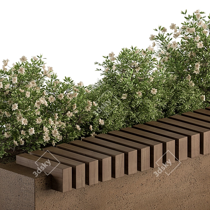 Cityscape Plant Bench Set 3D model image 2