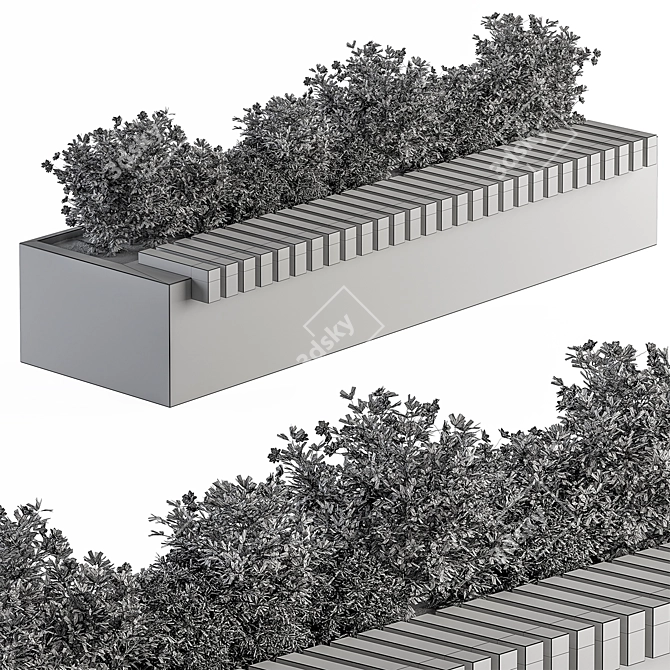 Cityscape Plant Bench Set 3D model image 4