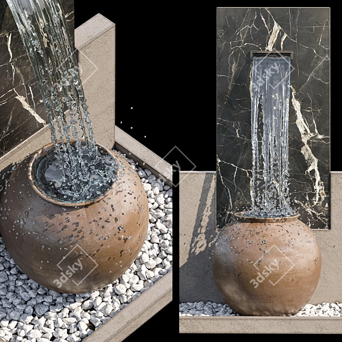 Cascading Water Fountains Garden Decor 3D model image 2