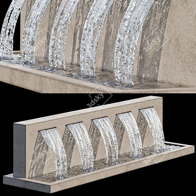 Cascading Water Fountains Garden Decor 3D model image 3