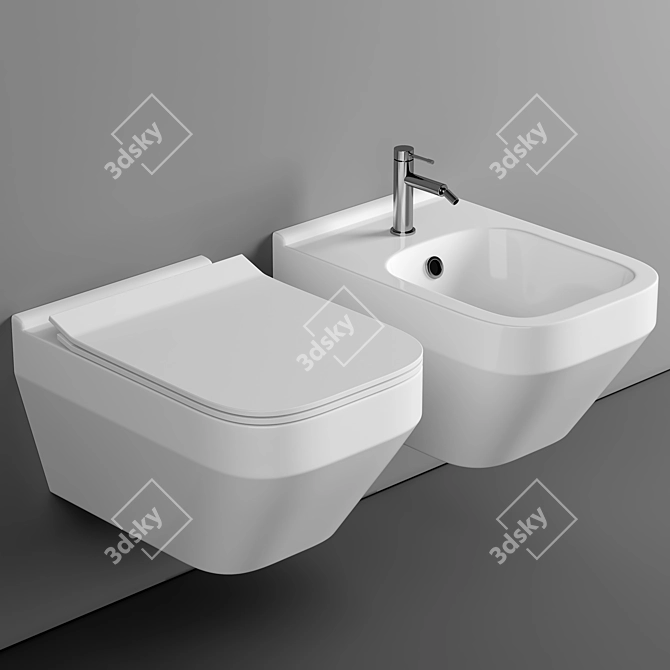 Cersanit Crea Square Toilet Set 3D model image 1