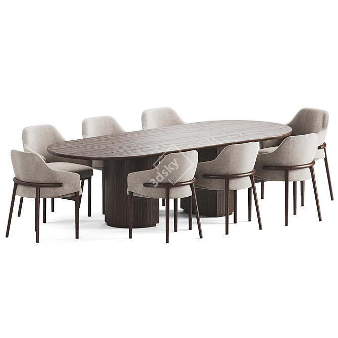 Velvet Upholstered Wood Dining Set 3D model image 3