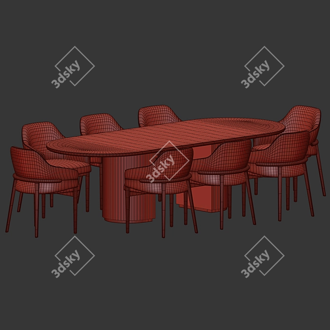 Velvet Upholstered Wood Dining Set 3D model image 4